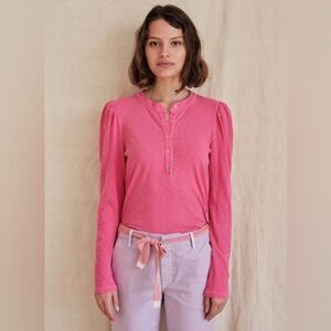 Sundry Pink Long Sleeve Henley Top